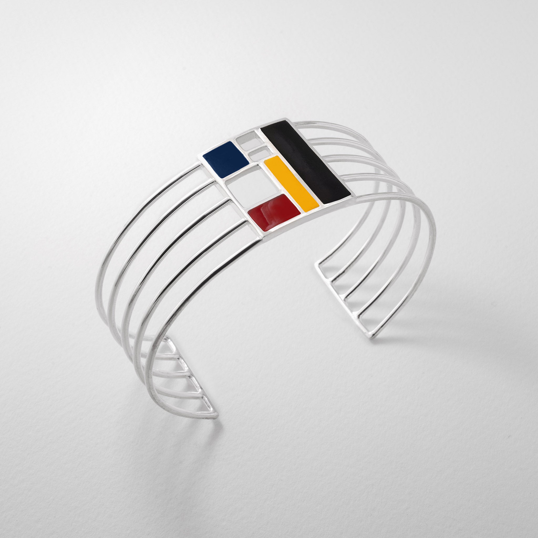 Modern Art Mondrian Bangle Sterling Silver